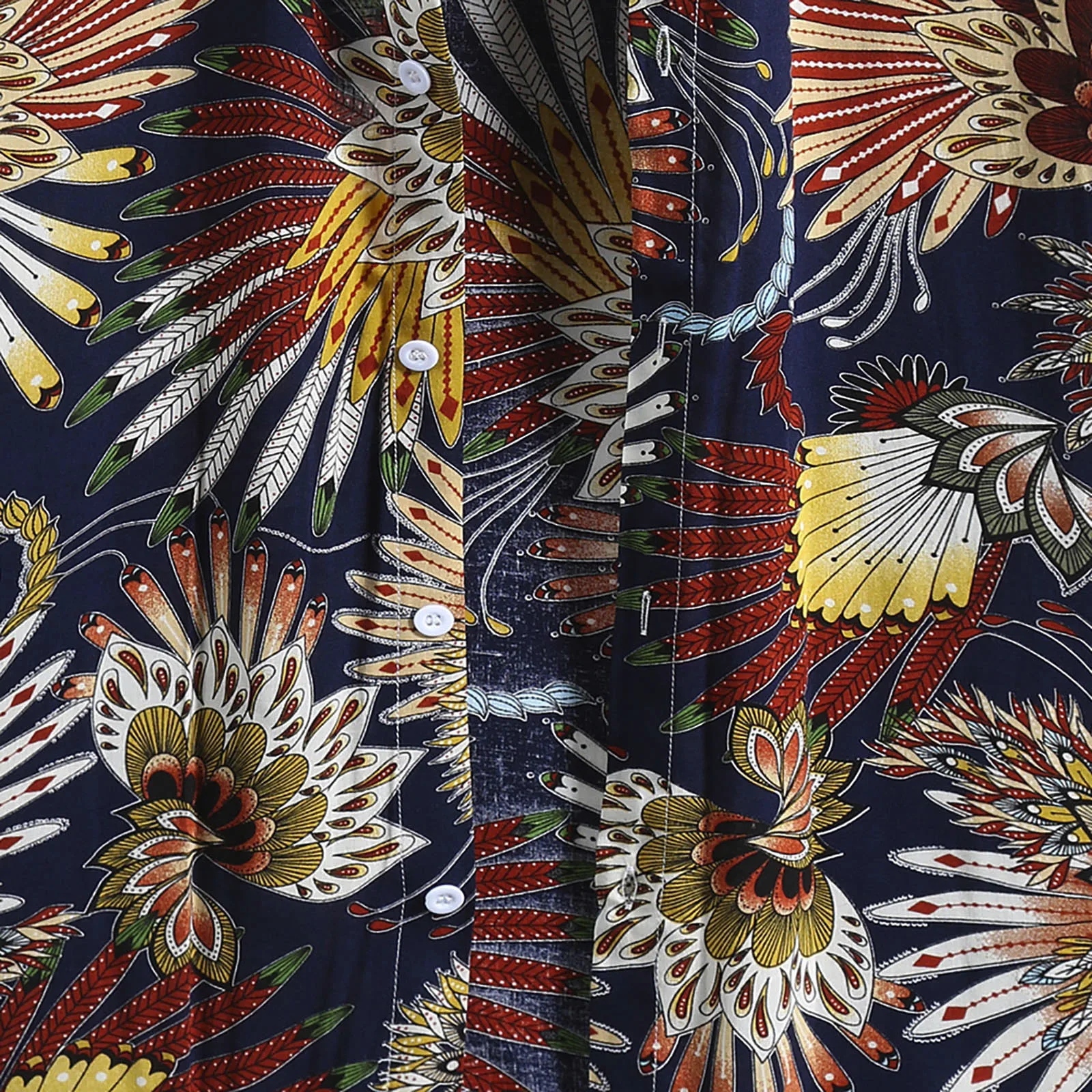 

Summer short-sleeved beachwear mens shirt cotton and linen Hawaiian print casual button top mens clothing