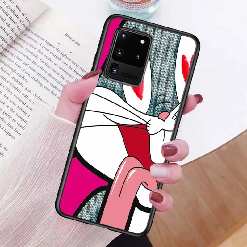 

Cute cartoon bunny for Samsung S20 FE Ultra Plus A91 A81 A71 A51 A41 A31 A21 A11 A72 A52 A12 Soft Black Phone Case