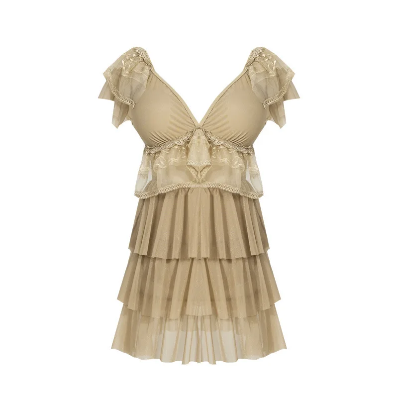 

Swimming Suit Swim Wear Swimsuit Woman One Piece Swimsuits Women Summer Costume 2020 New Korean Ins Fairy Fan Chiffon Skirt Girl