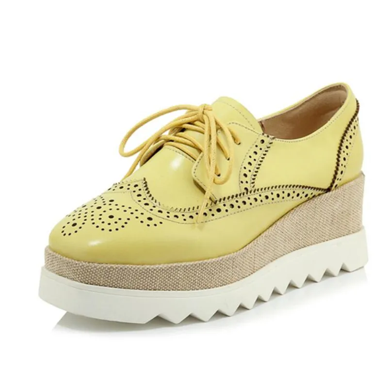 

Shoes Woman Genuine Leather Pumps Wedges High Heels Chunky Sneakers Retro Casual Shoes Chaussures Femmes Zapatos De Mujer