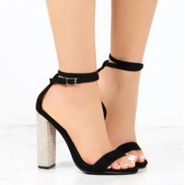 

Sexy High Heels Women Pumps Gold Rhinestone Heels Ladies Shoes Classic Pumps Plus Size 35-43 Shoes Women Buckle Strap Sandals