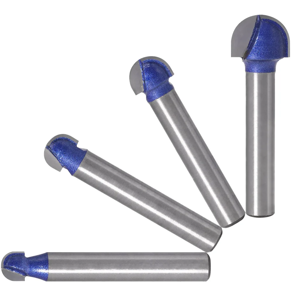 

4pcs 6mm 1/4 Inch Shank Ball Nose Router Bit Set End Mill Round Cove Box Solid Carbide CNC Radius Core Milling Cutter