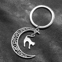 2021 new personality retro style hollow moon cat pet fashionable keychain and exquisite jewelry