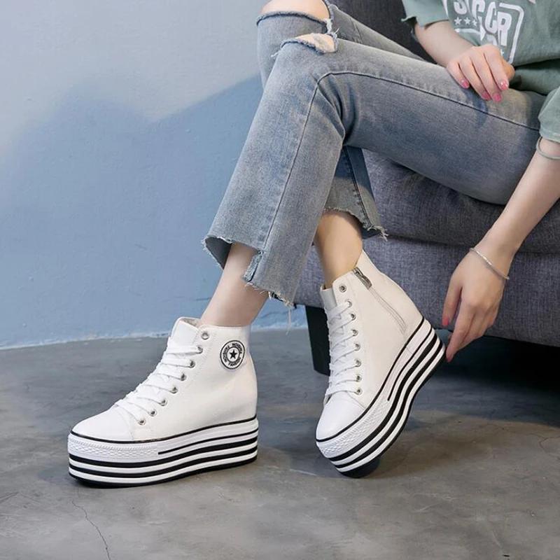 Кеды женские с высоким берцем холщовые кроссовки на платформе леопардовые