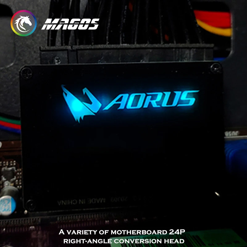 M/B ATX PSU 24 Pin Прямоугольный 90 градусов разъем адаптера 5 В/12 в RGB синхронизация