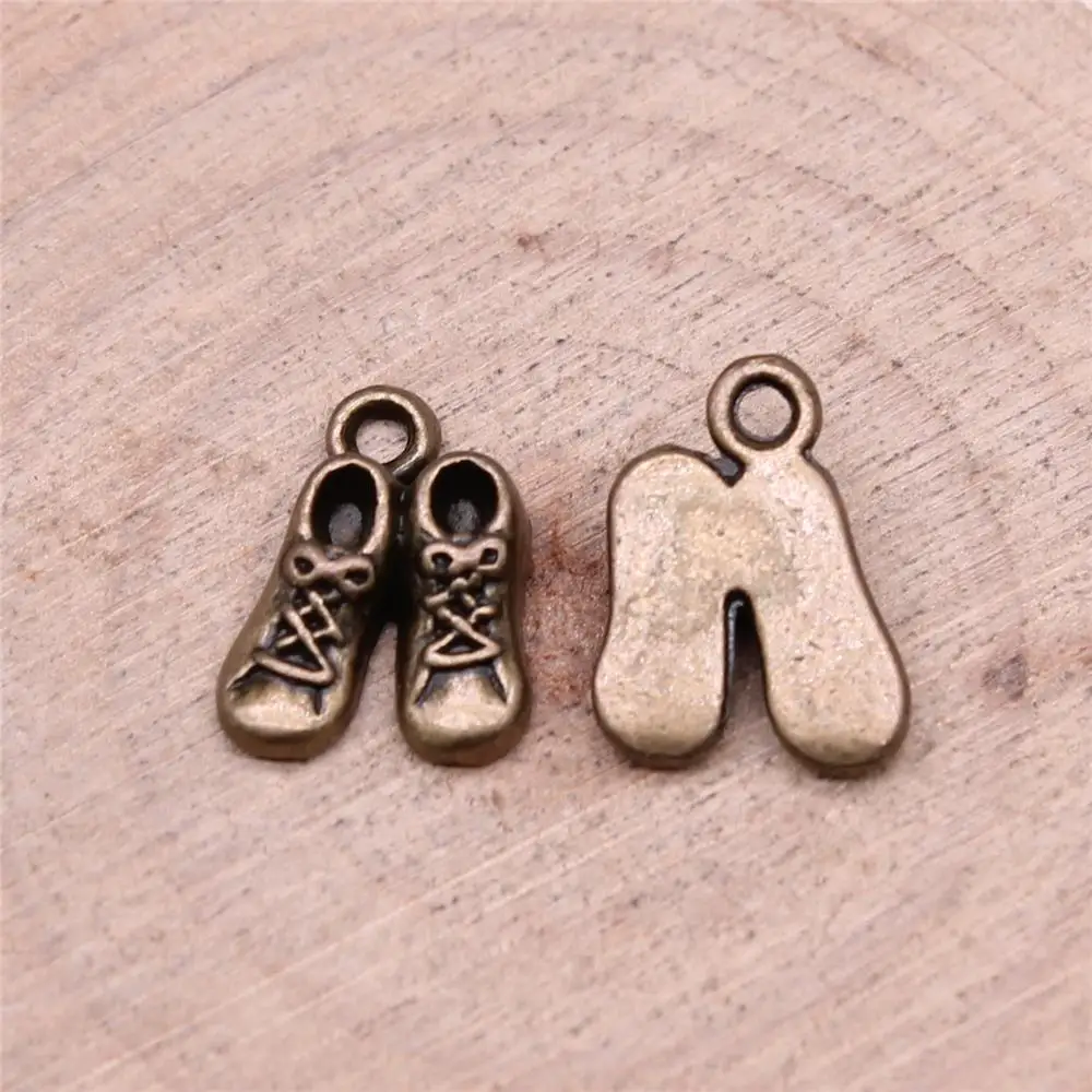 

Baby Shoes Charms For Jewelry Making Findings Handmade DIY Craft 10pcs Antique Bronze Color 14x10mm