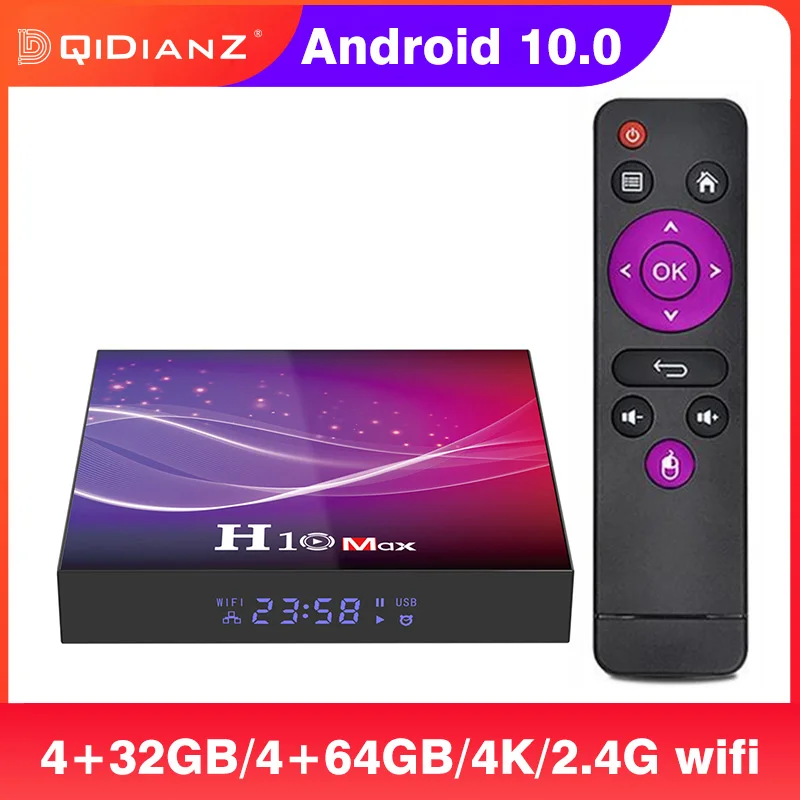 Приставка Смарт-ТВ H10 Max Android 10 Wi-Fi 6K HDR медиаплеер Allwinner H616 4 Гб ОЗУ 32 ГБ/64 ПЗУ