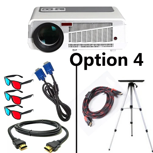 Option 4 Poner Saund светодиодный 86+ wifi Full HD 1080P светодиодный проектор Android 6,0 Bluetooth 3D проектор домашний кинотеатр видео USB 10 м HDMI штатив - Цвет: Option 4