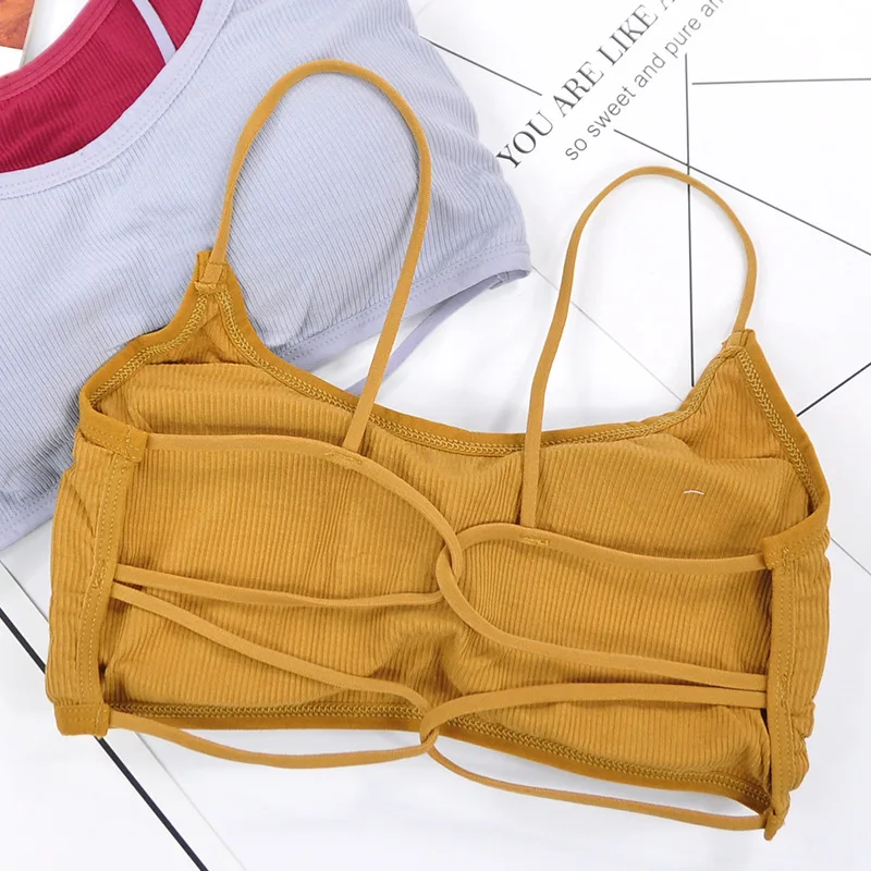 

Beauty Back Yoga Bra Women Padded Sports Bra Removable Workout Bra Wireless Fitness Bra Elastic Thin Shoulder Strap Workout Bra