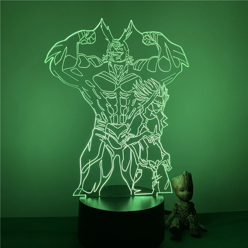Светодиодный ночник с 3D рисунком Моя геройская Академия все могут быть сильными