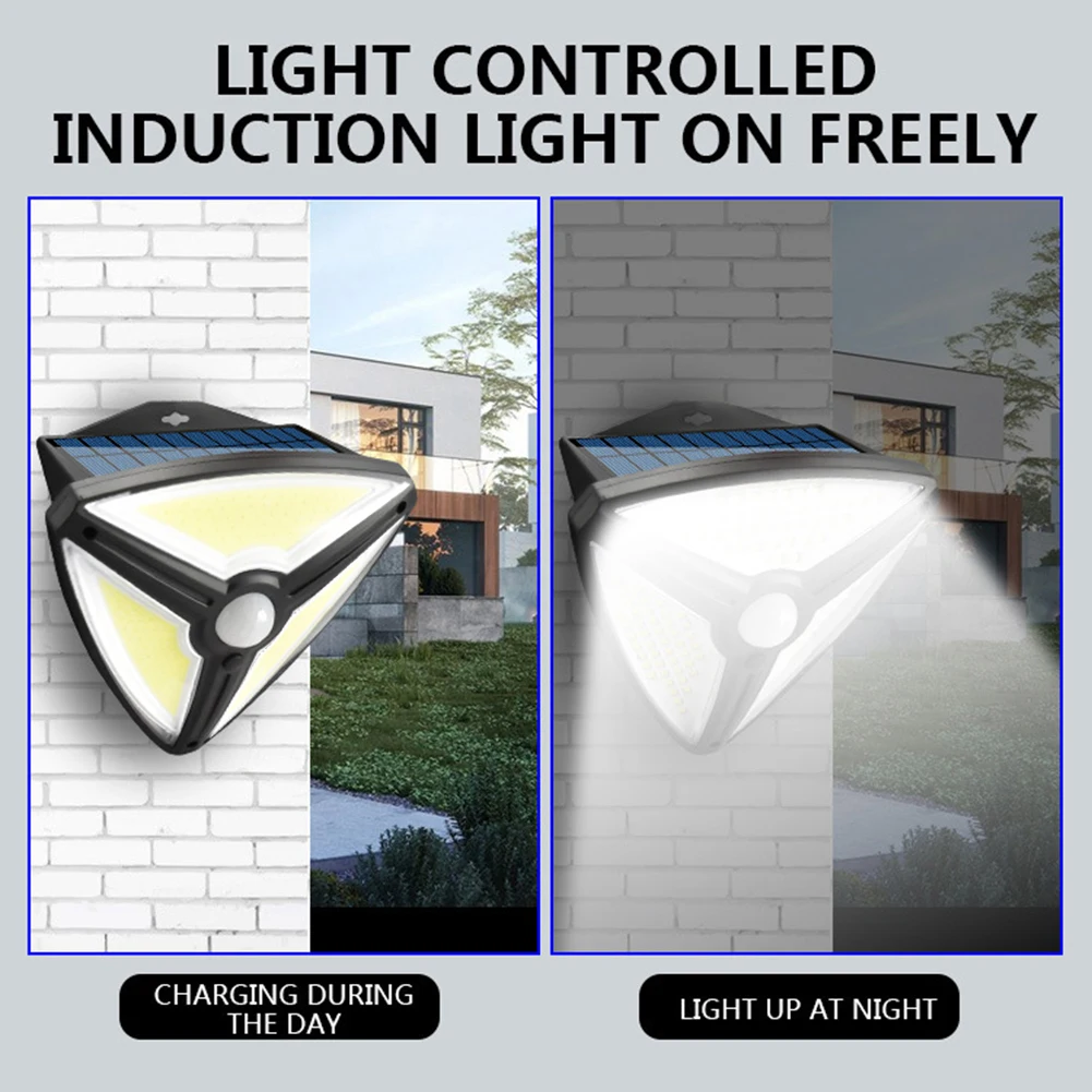 

Motion Sensor Garden Wall Light Sunlight Power Street Lamp 3 Modes Solar Powered Courtyard Terrace Waterproof Triangle Wall Lamp