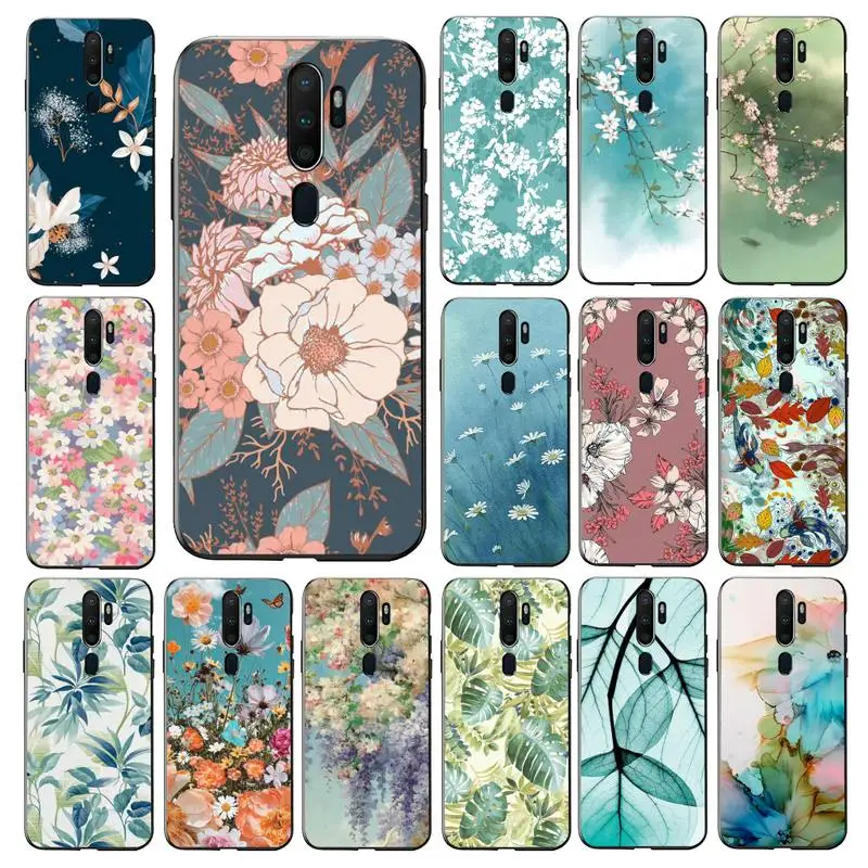 

YNDFCNB Vintage Flower Fresh Plants Leave Phone Case for Vivo Y91C Y11 17 19 17 67 81 Oppo A9 2020 Realme c3