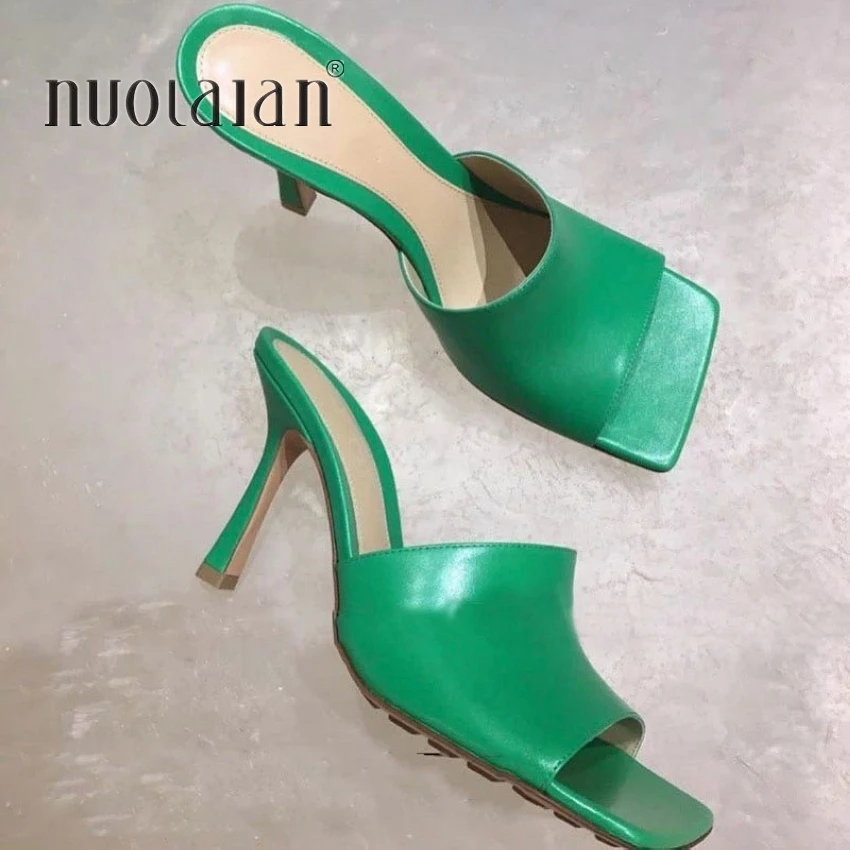 

Women Shoes Sandals 2021 Summer Outside Slippers High Heels 9cm sexy High Heel Open Toe Stiletto Ladies Slides Party shoes