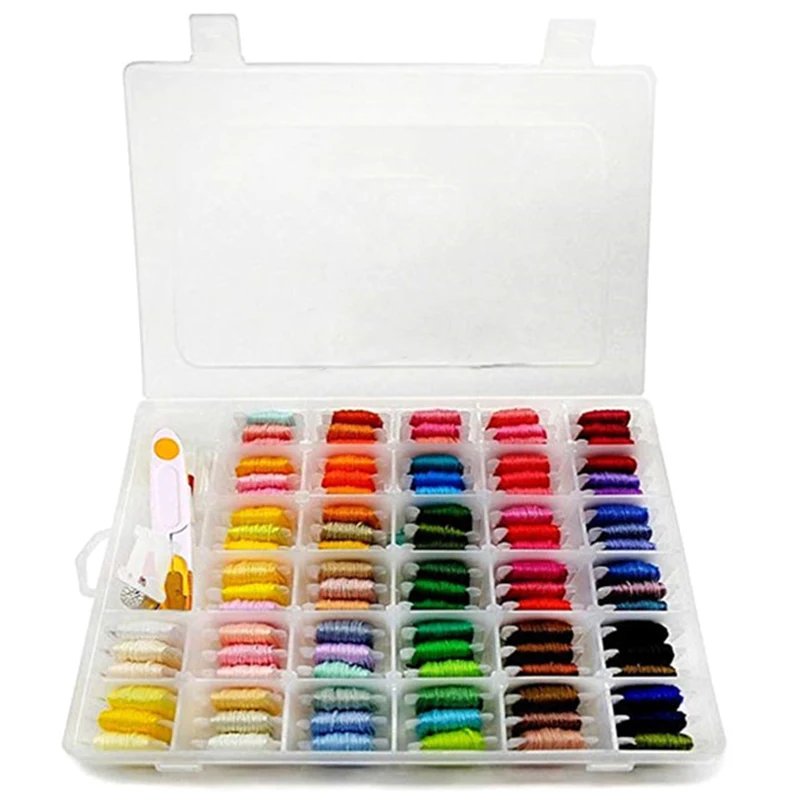 

96Pcs Embroidery Floss Cross Stitch Thread Kit with Threader Bobbins Sewing Needles Storage Box Embroidery Starter Kit