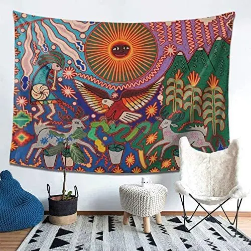 Home Oaxaca Mexico Mexican Mayan Tribal Tapestries Decorative Wall Art for Bedroom Decor Living Room Boho Tapisserie Mural |