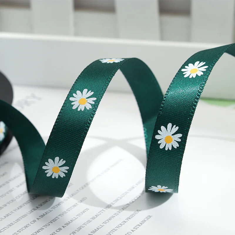 45 м Маргаритка печатная Grosgrain лента атласная цветы с цветочным принтом вечерние