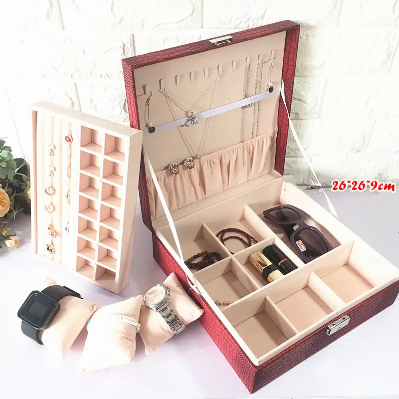 

2021 New Exquisite Leather Jewlery Box Watch With Lock Packaging Jewlery
