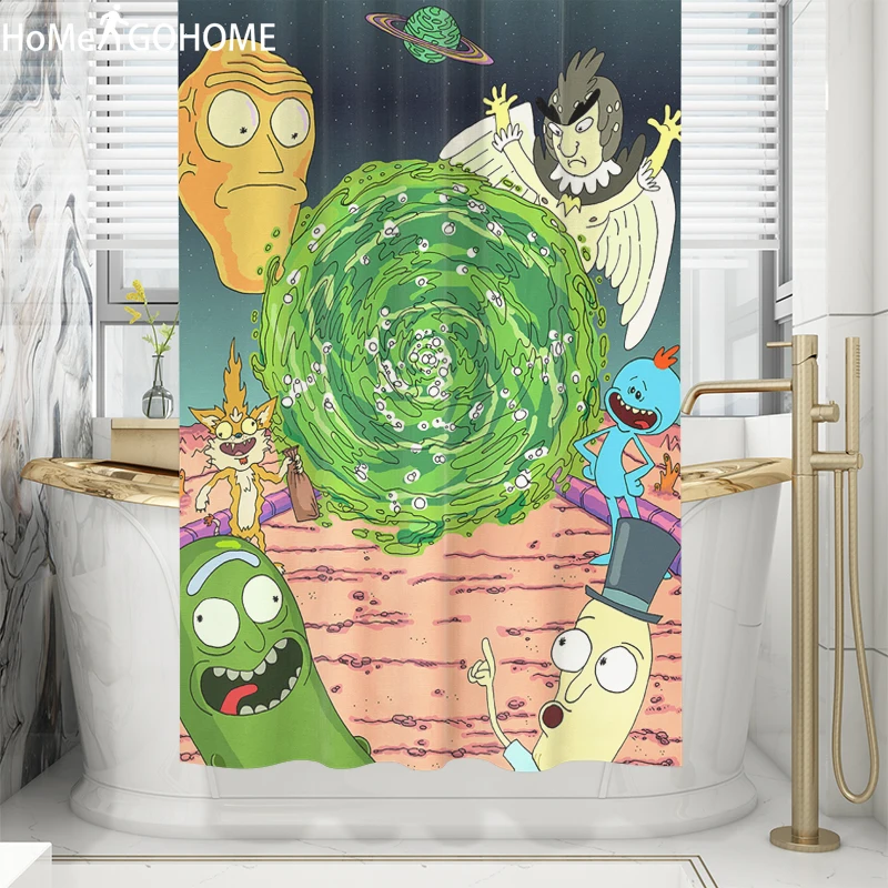 Занавеска для душа Rick And Morty из водонепроницаемого полиэстера 3D занавеска ванной