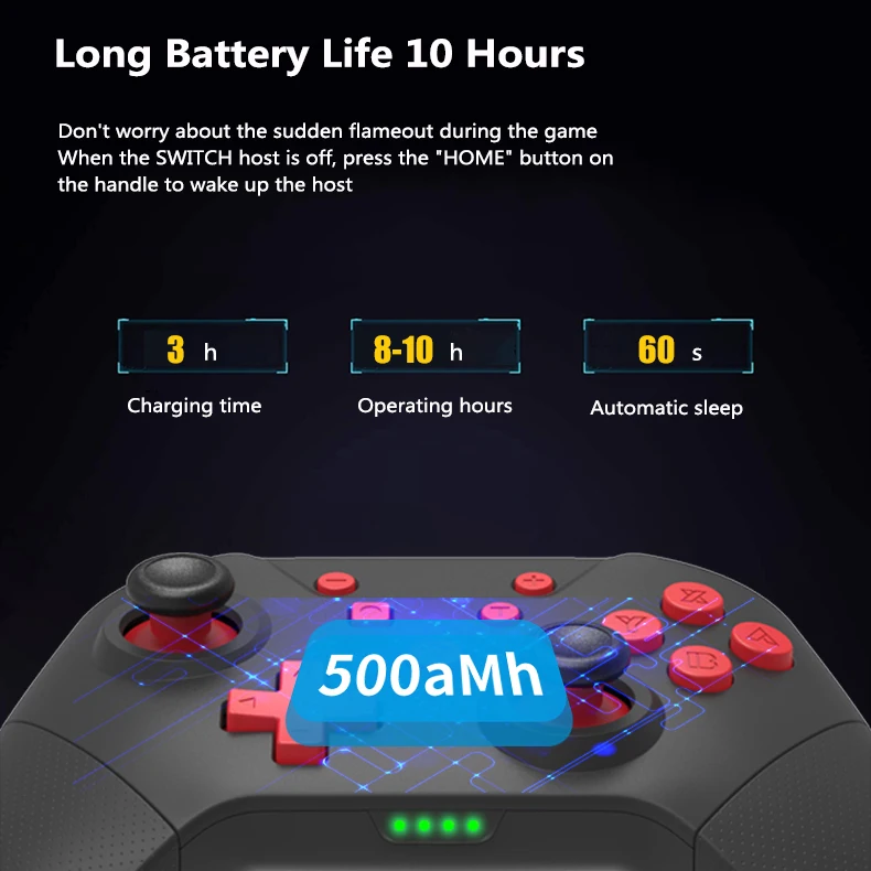 Беспроводной игровой контроллер для Switch NS Pro/Lite 6-осевой гироскоп NFC-датчик Bluetooth