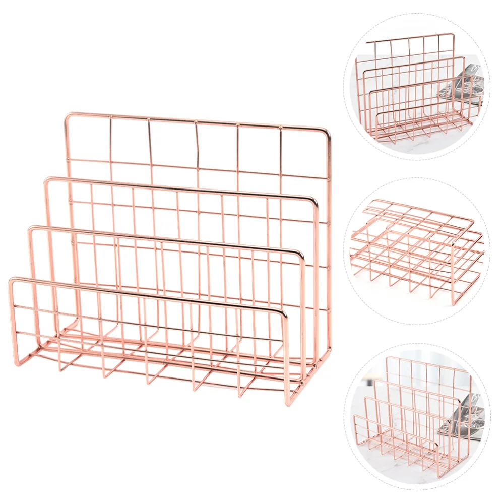 

1pc Desktop File Document Letter Iron Organizer Rack Office Tabletop Organizer