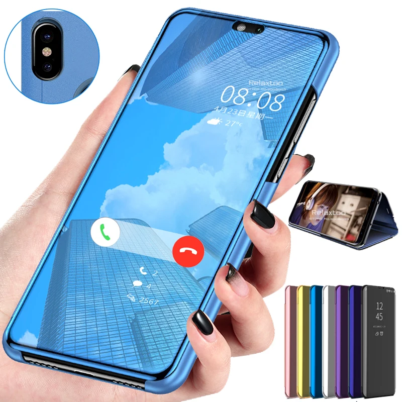 Для OPPO Realme 5 pro Чехол роскошное умное зеркало вид кожаная откидная задняя крышка