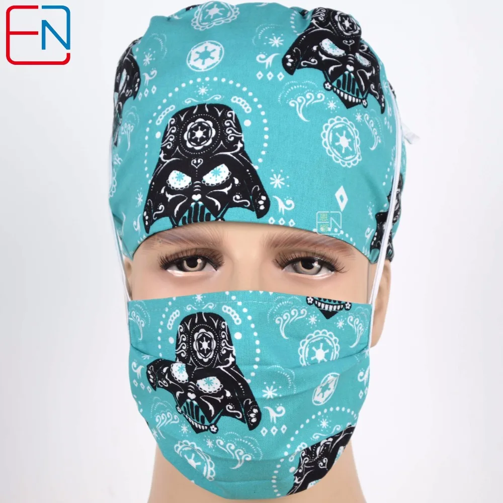 Hennar новинка Scrub Cap s с Sweatband 100% хлопок шапочки для медсестры Кепка принтом унисекс