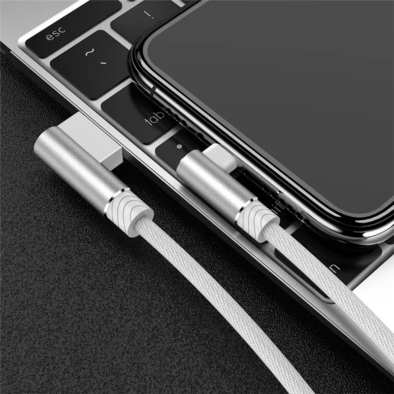 90 градусов USB зарядное устройство кабель для iphone 11 Pro Max XS XR X 8 7 6 6S Plus 5 s 5SE ipad mini 4 Быстрая Зарядка Кабели для мобильных телефонов - Цвет: Белый