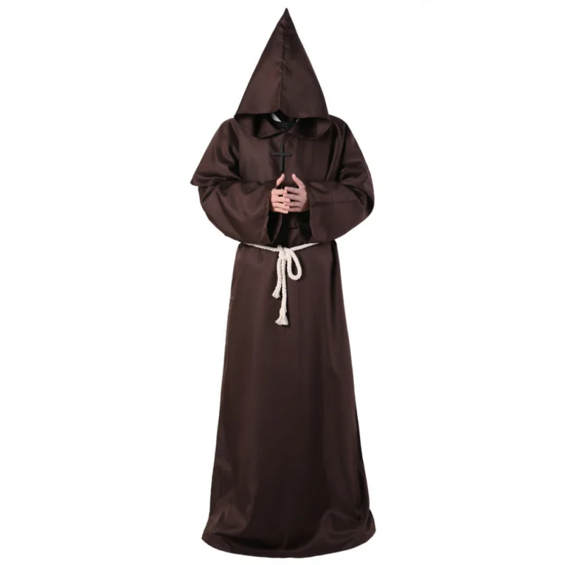 

Monk Hooded Robes Cloak Cape Friar Medieval Renaissance Priest Men Robe Clothes Halloween Comic Con Party Cosplay Costume T