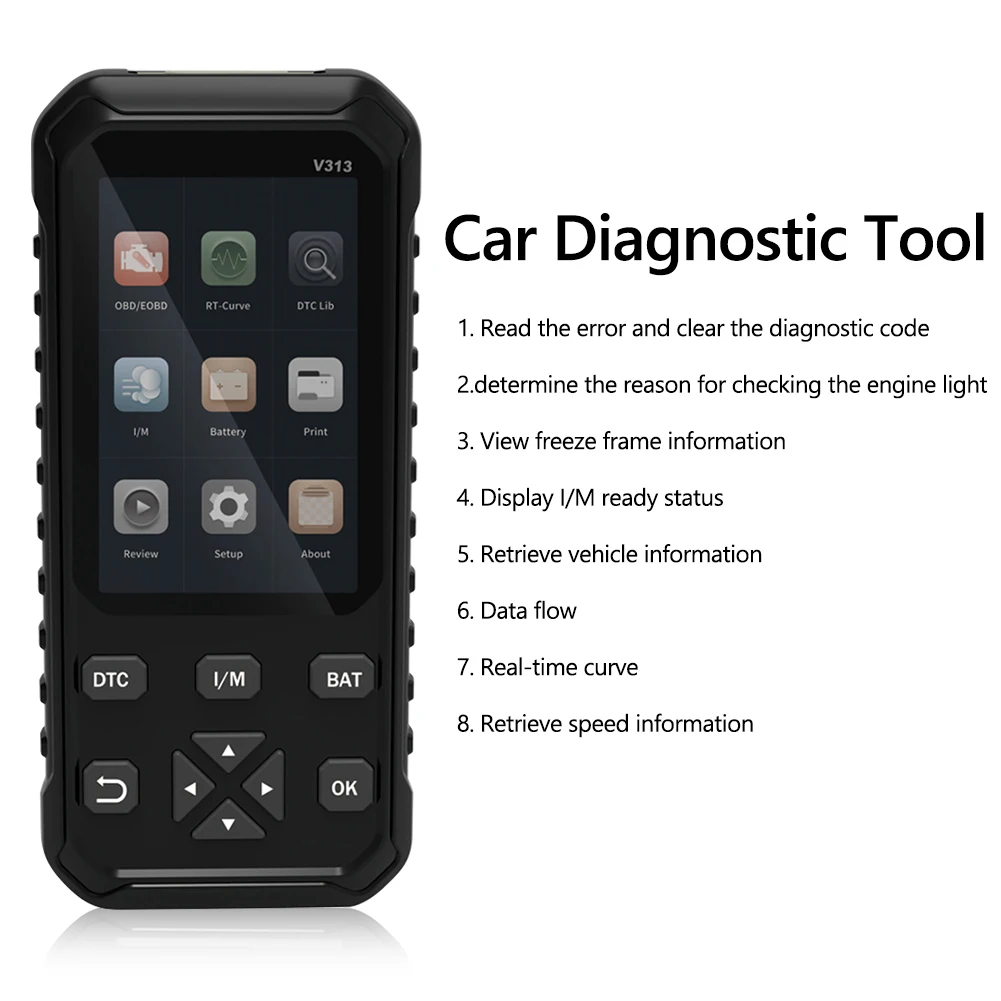 

V313 OBD II 2 считыватель кодов Сканер 2 в 1 OBD2 считыватель кодов неисправностей двигателя автомобиля с тестером батареи 12 В CAN диагностический ин...