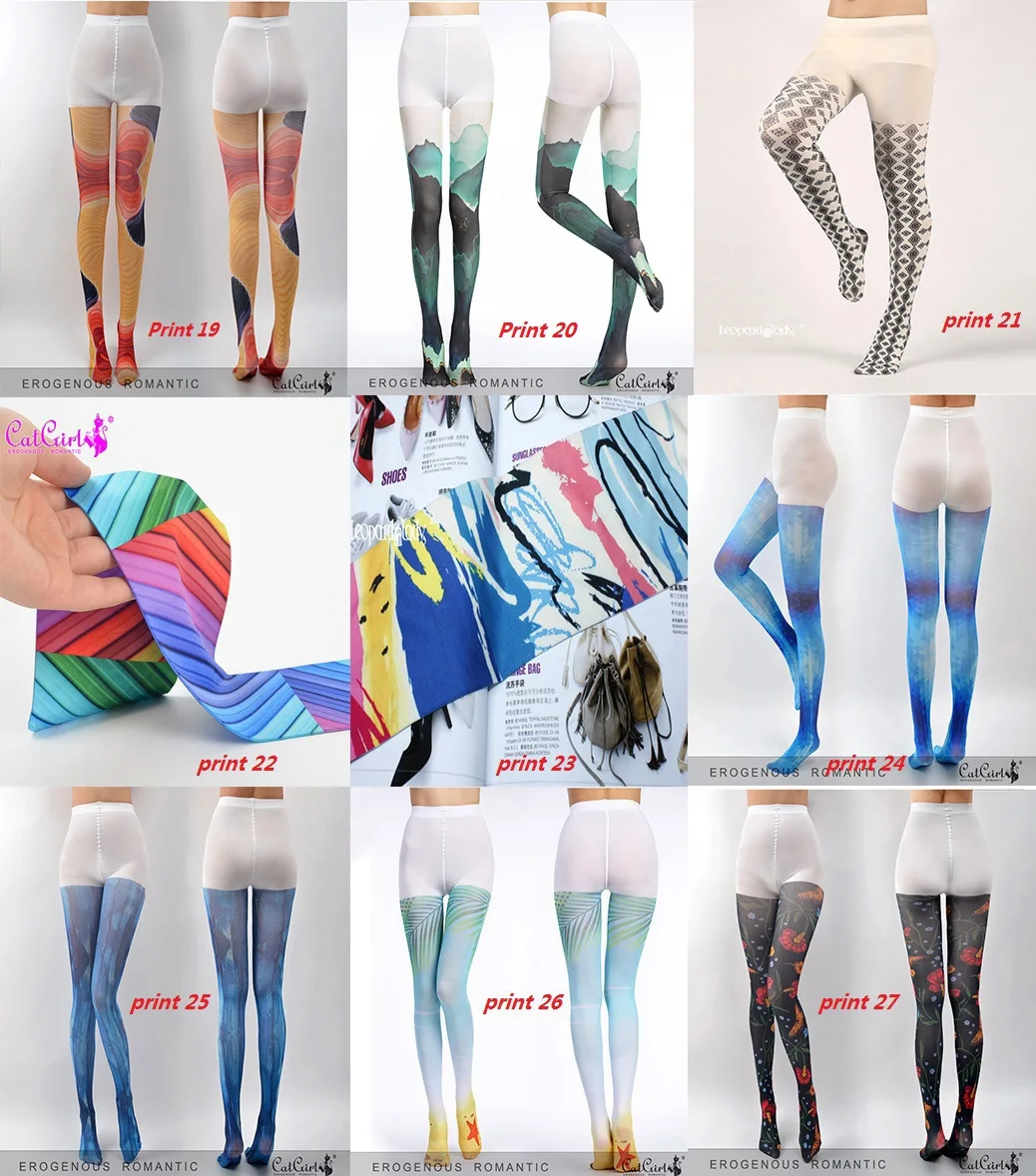 Hot Sale Designers High Quality Digital Print Tights Fashion Paint Pattern Pantyhose Soft Winter Colorful Stockings Womens Girls