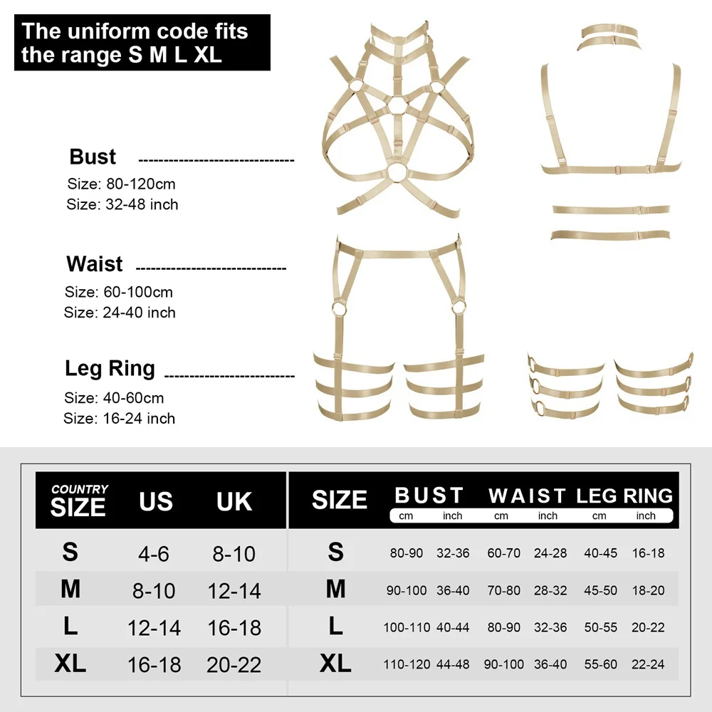 

Harajuku Full Body Set Harness Lingerie Women's Clothing Fetish Erotic Goth Punk Carnival Gentle Ladies Suspender Belt Garters