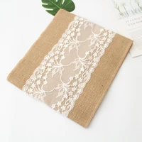 lace burlap hessian table runner natural jute wedding party decoration table cover restaurant table cloth country event supplies
