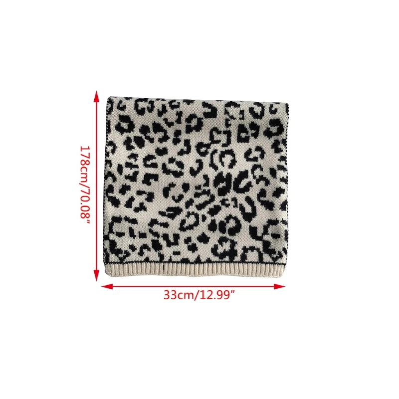 

Women Vintage Leopard Print Knitted Long Scarf Korean Style Harajuku Thick Warm Pashmina Wide Shawl Wrap Blanket Neck Warmer