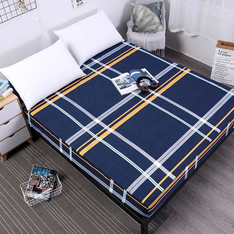 

New Printing Bed Mattress Cover Waterproof Mattress Protector Pad Fitted Sheet Separated Water Bed Linens with Elastic