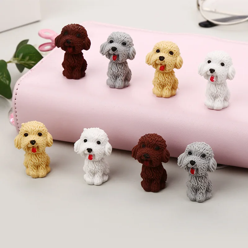 

4Pcs Cartoon Animal Pencil Eraser Creative Dogs Shaped Top Eraser Cute School Stationery Supplies for Kid Student Christmas Gift
