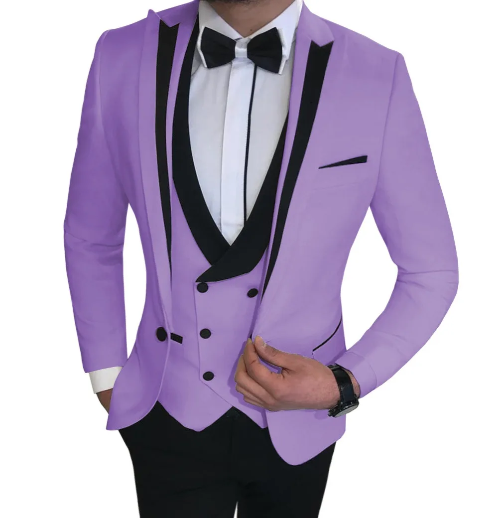 as picture Костюмы Под заказ Slim Fit 3 шт. деловой пиджак жениха смокинг Блейзер белые костюмы для свадьбы выпускной вечер(Блейзер+ жилет+ брюки - Цвет: as picture