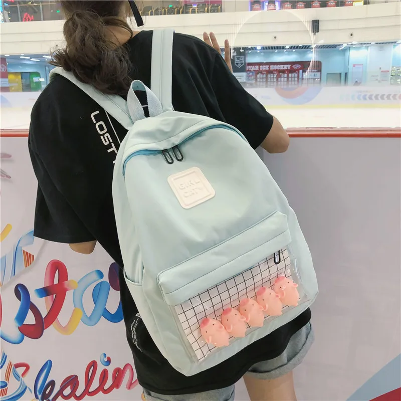 Casual Clear Waterproof Womens Backpack Harajuku Nylon Travel Schoolbags Cute Small Duck Student Back Pack Teen Girls Bookbags | Багаж и
