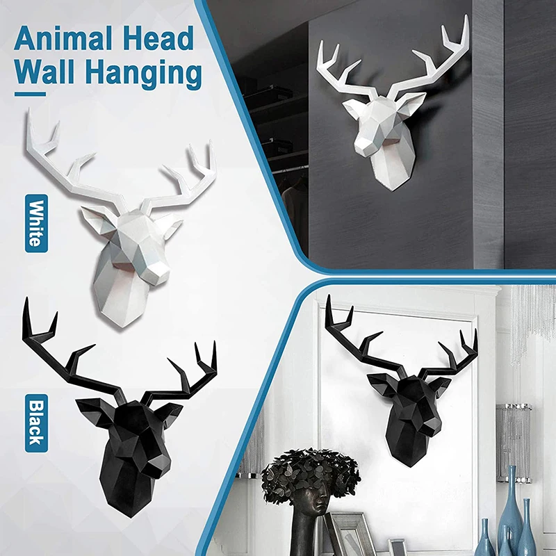 

3D статуя головы оленя, Современное креативное животное из смолы, настенное украшение, украшение для дома, гостиной, спальни MDJ998
