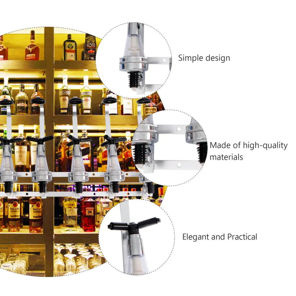 

6-Bottle Dispenser Wall Mounted Bottle Beverage Stand Wall Bracket Drink Beer Dispenser