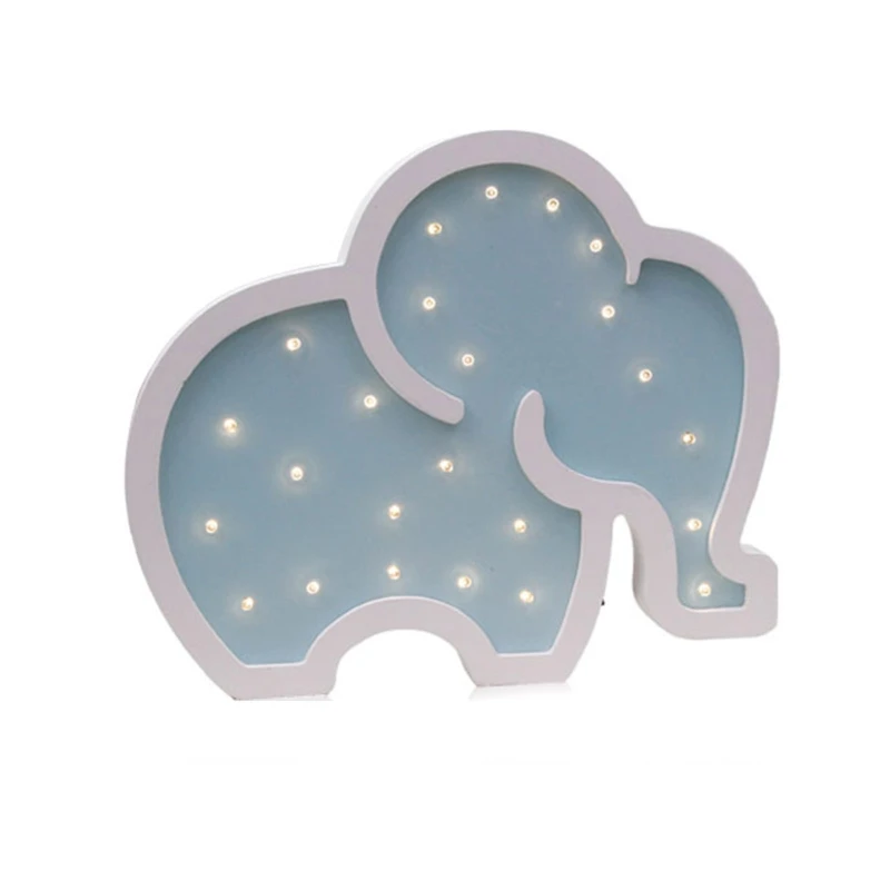 

Cute Wooden Elephant Shaped LED Light Creative Wall Hanging Ornaments Night Lamp Children's Room Bedside Lamp
