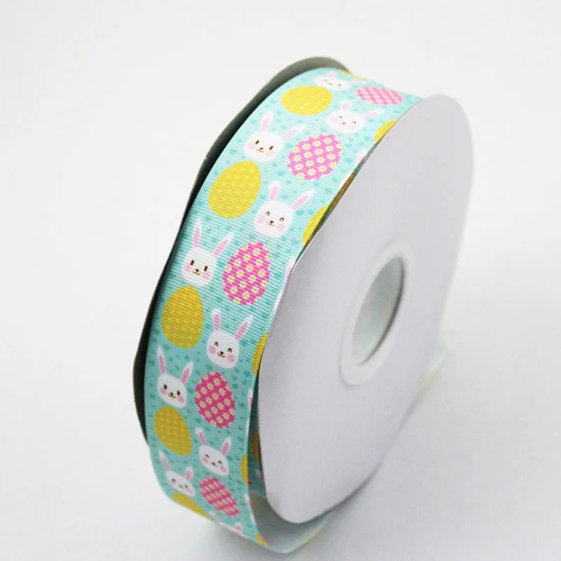 

Cartoon Easter Rabbit printed grosgrain ribbon 75/38/25/22/16 10/25/50 yards wedding decorative ribbons DIY craft webbing