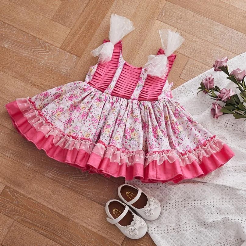

Summer Baby Clothing Sleeveless Backless Print Princess Gown Children Birthday Party Easter Eid Spaninsh Girl Lolita Dress A179