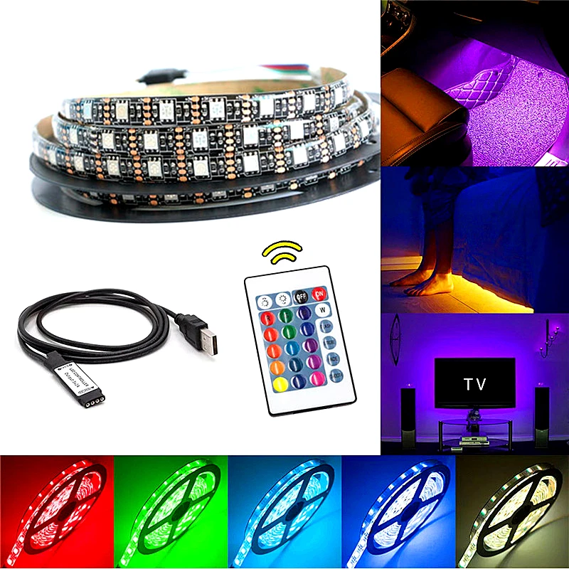 Светодиодная лента 5 В RGB USB ТВ задний светильник 5050 0 5/1/2/3/4/5 м с ИК радиочастотным