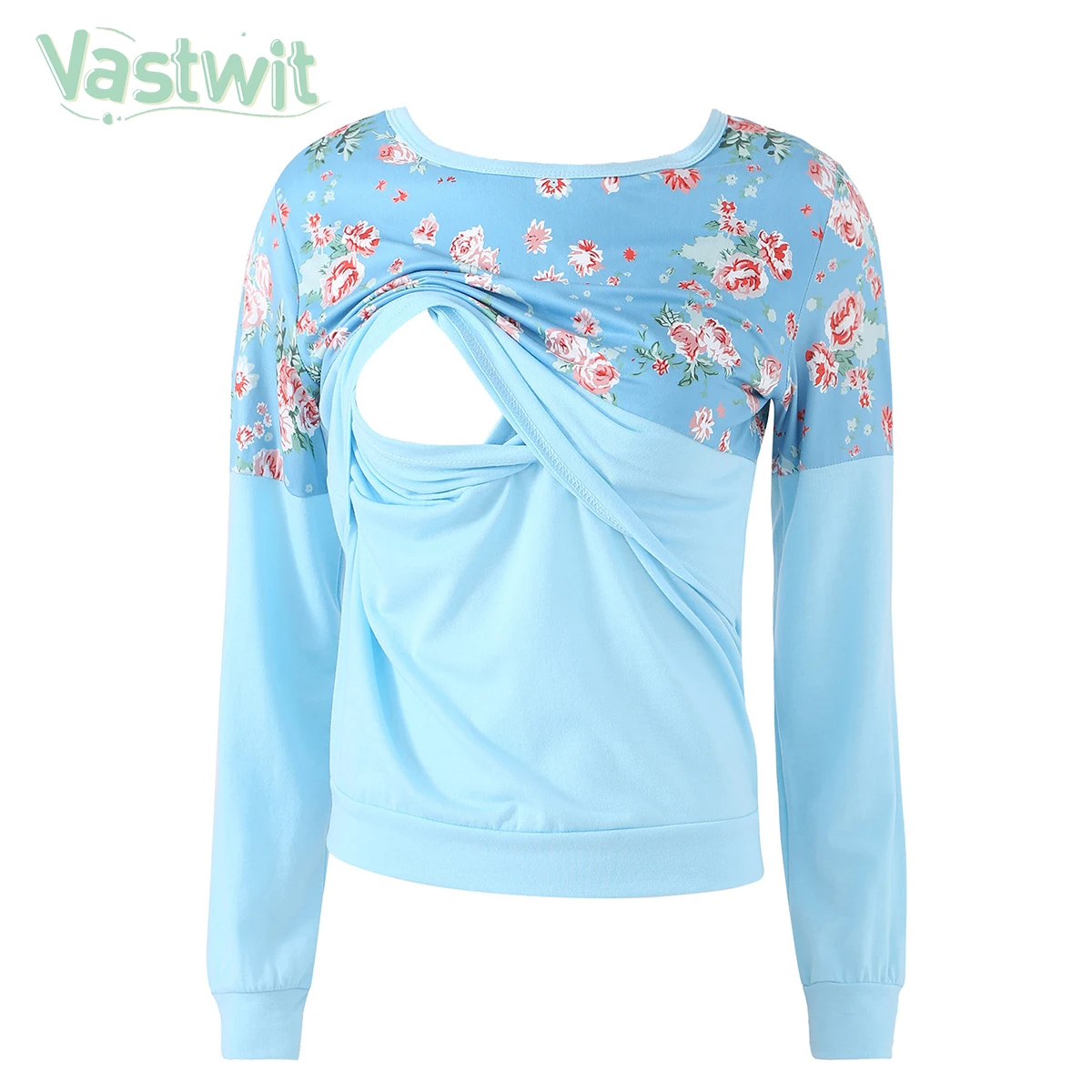 

Women Maternity T-shirt Spring Long Sleeve Stripe Floral Patchwork Nursing Top Breastfeeding Shirts Pregnancy Clothes Plus Size
