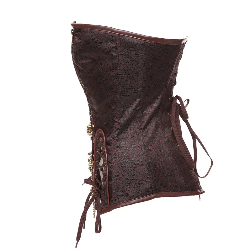 Сексуальное женское стимпанк корсет коричневого цвета размера плюс S 6XL