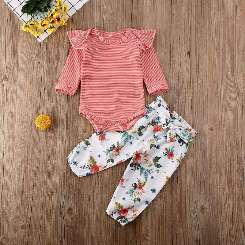 В наличии США Одежда для новорожденных девочек детская одежда в полоску с