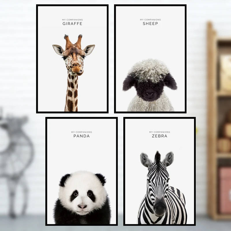 Панда Зебра овца Жираф Современное украшение дома Наклейка на стену гостиная