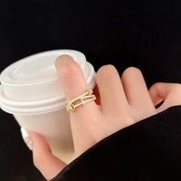 korean fashion personality geometric diamond open ring female temperament exquisite ring trend party jewelry