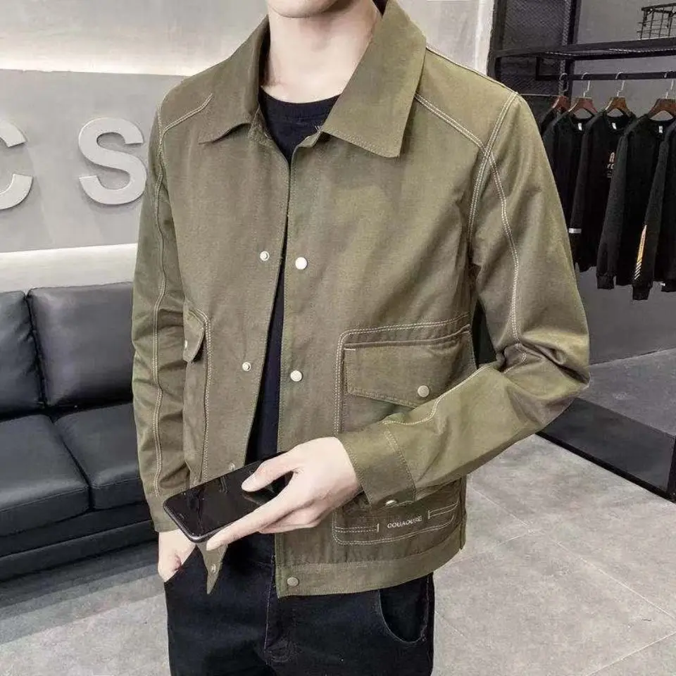 

[thin style of spring clothing] men's 2021 new Korean version handsome youth trend lapel jacket men's top