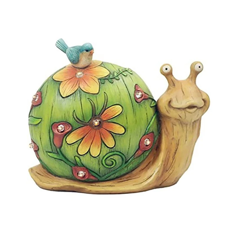 

Garden Statue Tortoise Succulent/Owl/Little Turtle/Squirrel/Snail Figurine Resin Art Crafts with Solar Powered LED Light